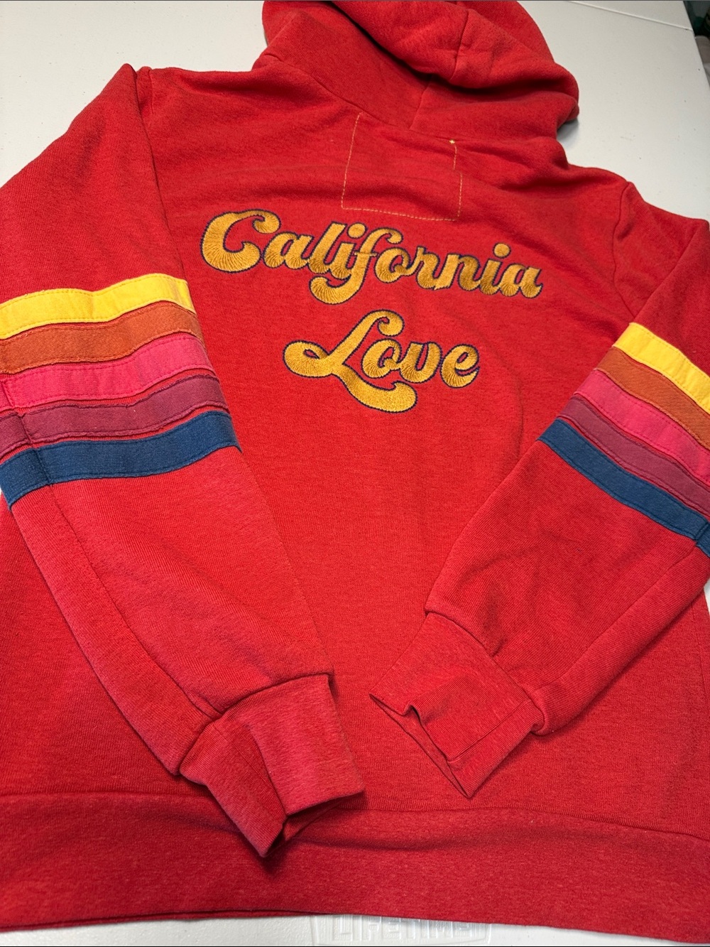 RARE VTG Aviator Nation California Love Full Zip Hoodie 5 Stripes Multi Red szM - Picture 3 of 8